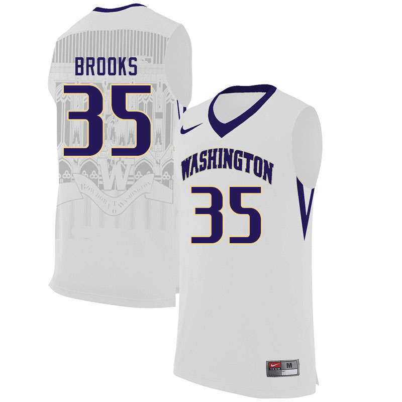 Men #35 J'Raan Brooks Washington Huskies College Basketball Jerseys Sale-White